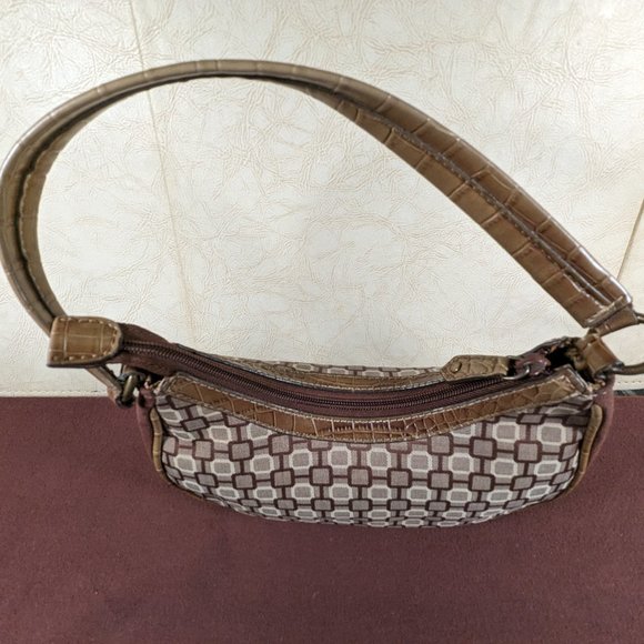 Nine West Small Brown & Tan Canvas, Suede & Snake Skin Bag - Picture 5 of 12